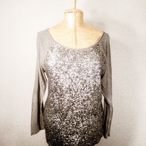 Old Navy Sequined Silver and Gray Top size XL